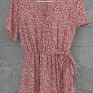 Dusty Rose Floral Wrap Dress